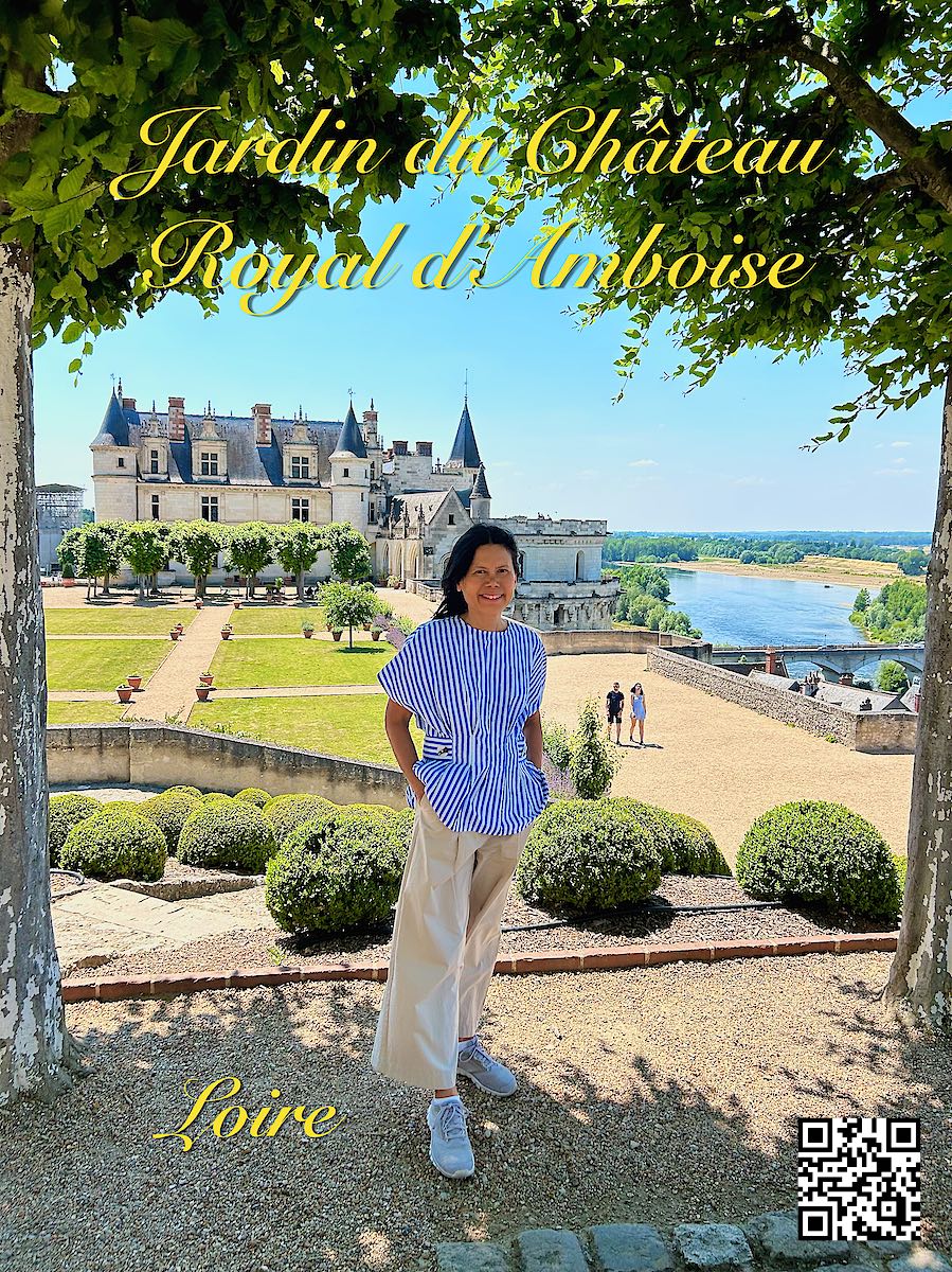 France Loire Amboise woman standing in front of Château Royal d´Amboise